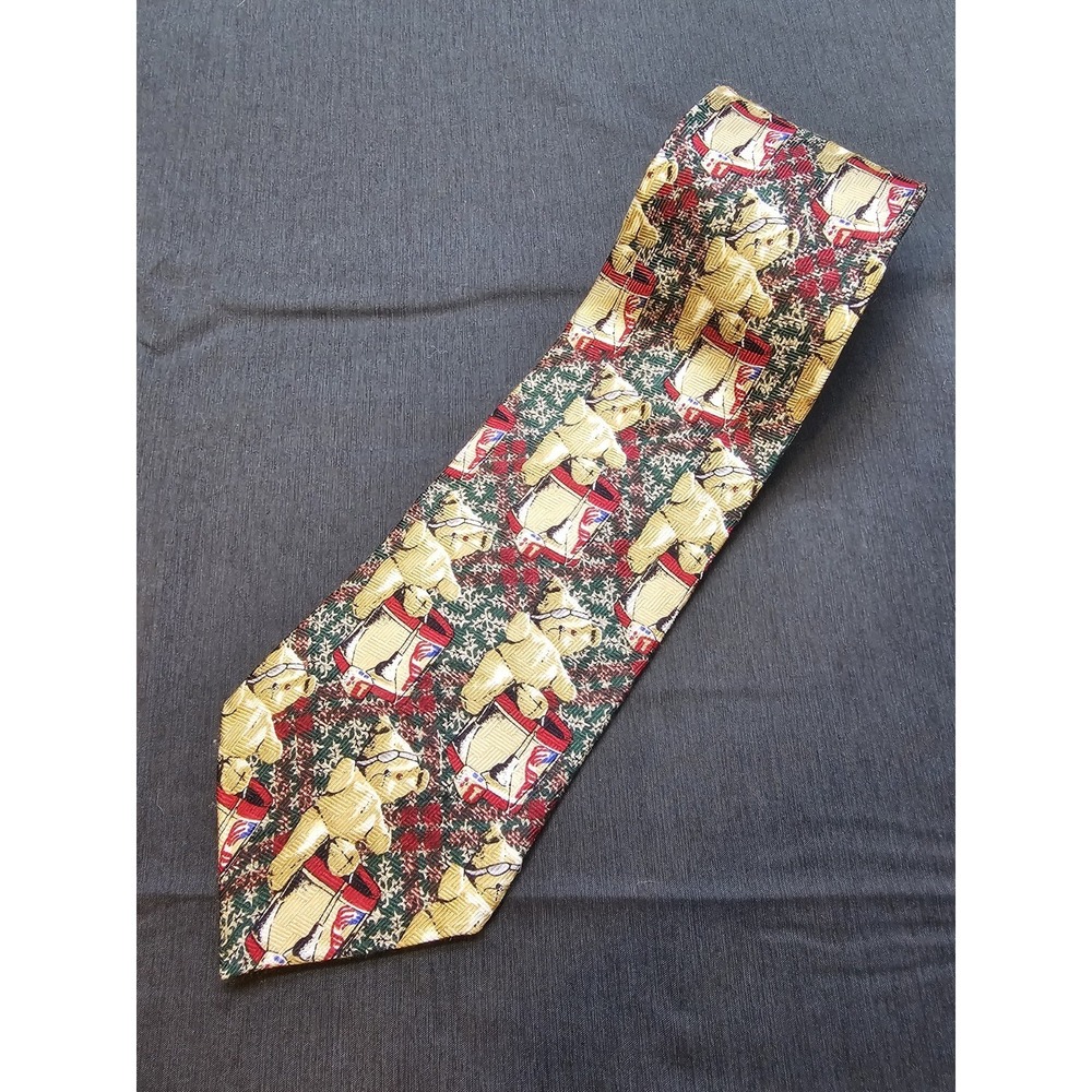Vintage Bob Timberlake‎ 100% Silk Necktie Holiday Teddy Bear Drumline Extra Long